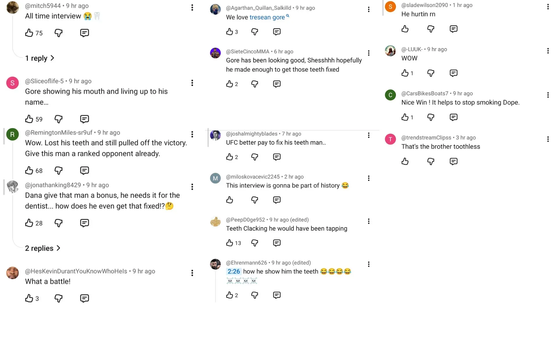 Tresean Gore fan reactions screengrabs UFC 330